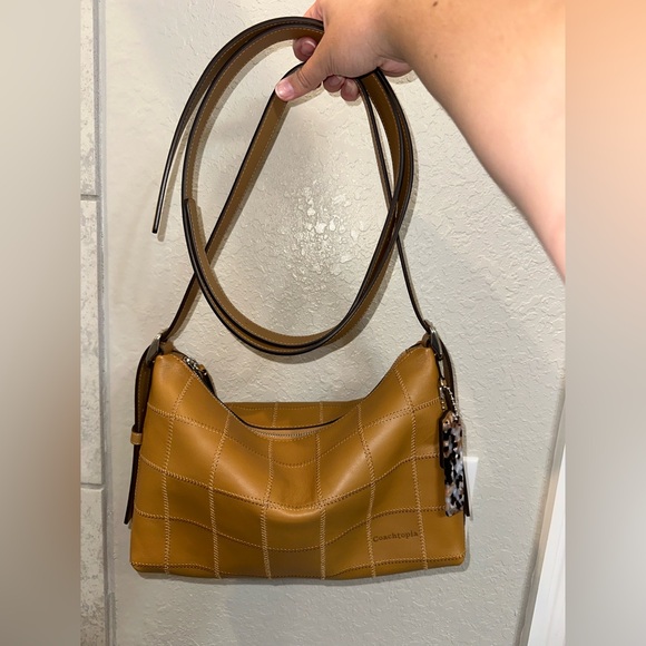 Coachtopia Alter/Ego Shoulder Bag In Checkerboard Upcrafted Leather Honey Brown - Picture 7 of 8